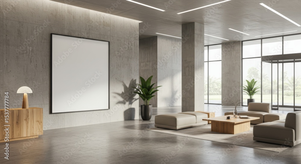 Fototapeta premium Modern concrete interior lobby design