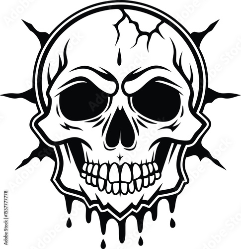 Stylish Black and White Skull with Dripping Effect