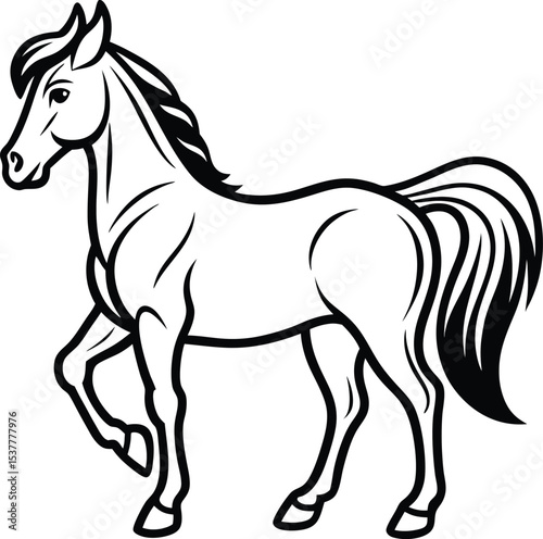 Black and White Horse Silhouette