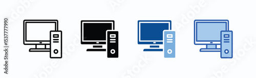 Computer icon sheet multiple style collection isolated vector