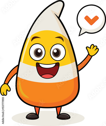 Happy Candy Corn Cartoon Character Waving