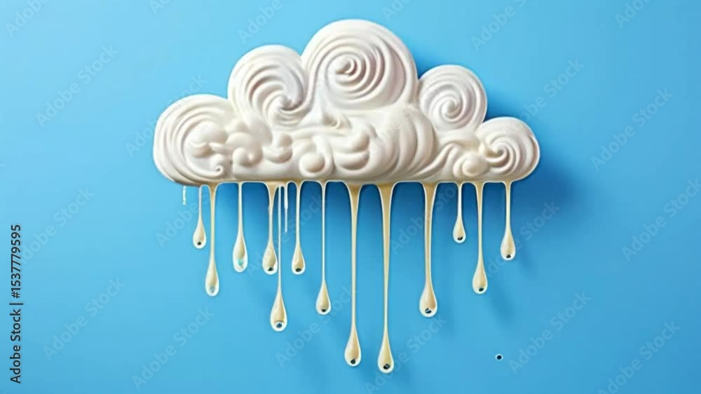 Whimsical Cloud with Dripping Rain.