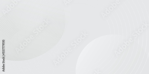 White geometric abstract background overlap layer on bright space with lines effect decoration. Design element circles style concept for banner simple good art nice