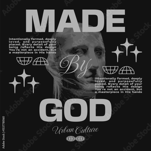 Christian streetwear t-shirt design, Faith urban design for print, Renaissance statue graphic tee shirt, Christianity graphic for apparel, Christian quotes for poster