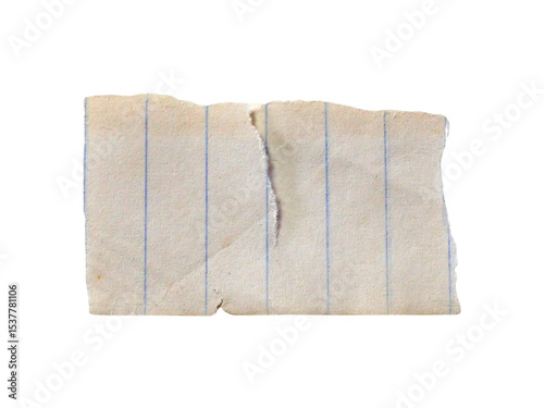 Pieces of notebook paper with white old torn or cut lines. Design elements isolated on transparent background.