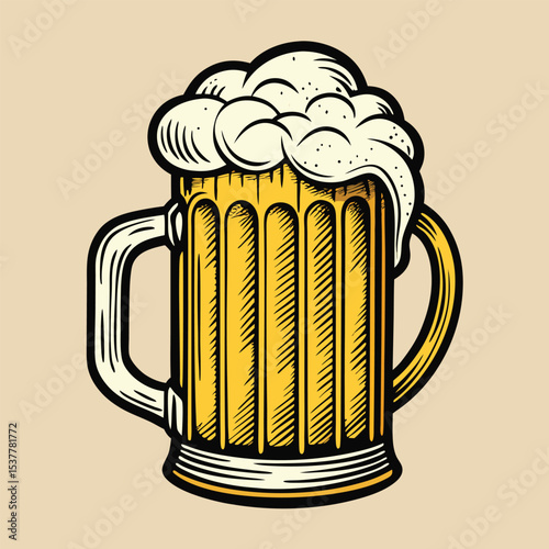 Vintage Beer Mug with Frothy Head