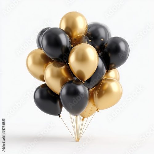 Cluster of gold and black balloons