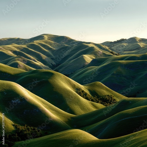 Rolling green hills stretch into the distance