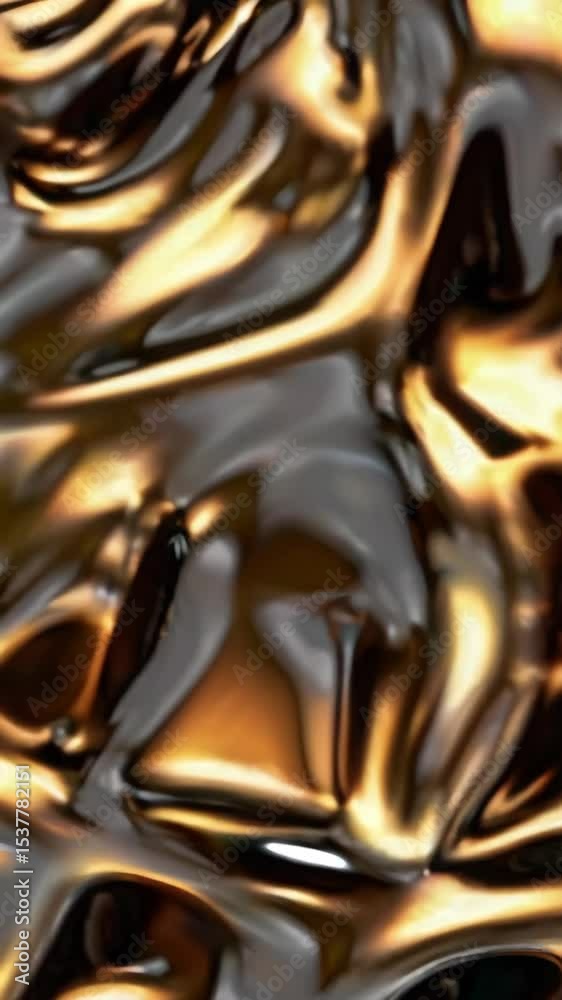 Flowing metallic liquid with reflective surface in motion Flowing metallic liquid with reflective surface in motion