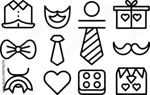Happy fathers day banner design featuring bow tie and mustache isolated on transparent background