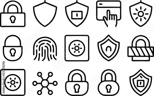Pixel art identification and profile icons set isolated on transparent background