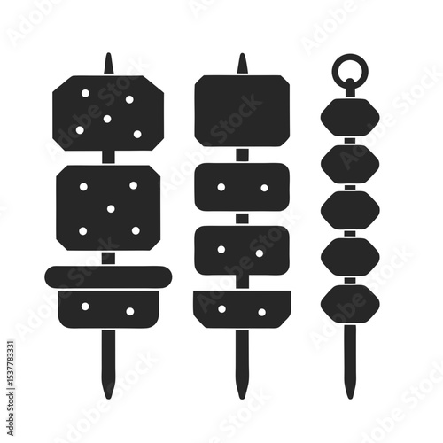 set of Paneer tikka vector silhouette illustration isolated on white background