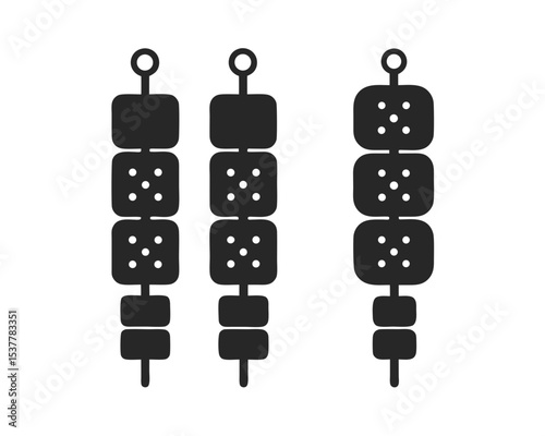 set of Paneer tikka icon vector silhouette illustration isolated on white background