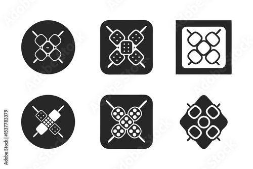 set of Paneer tikka icon vector silhouette illustration isolated on white background