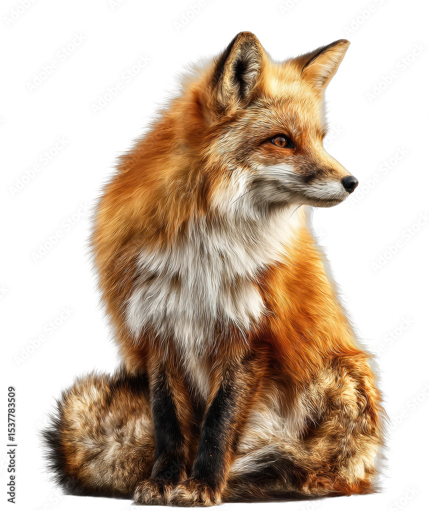 Obraz premium Majestic fox in portrait nature setting wildlife natural habitat side animal beauty cut out png