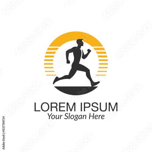 Run logo design vector.. Sport running marathon athletes sprinting badges logo icon