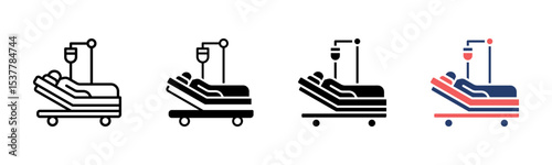 Hospital Bed icon sheet multiple style collection