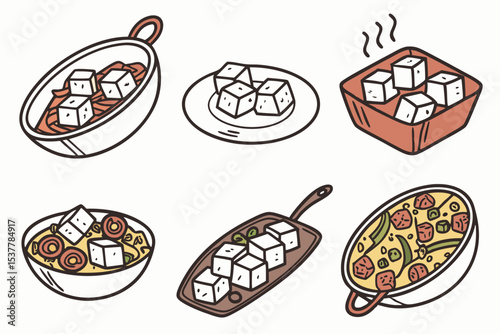 set of Paneer vector silhouette illustration isolated on white background