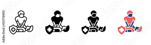 First Aid icon sheet multiple style collection