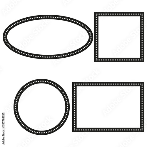 Shape border icon. Circle oval rectangle. Geometric line figure. Vector minimal form.