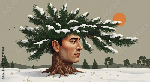 girl in winter forest