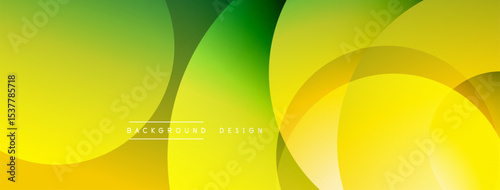 Abstract yellow, green gradients. Overlapping shapes create dynamic visual effect. Modern design suitable for backgrounds, banners.