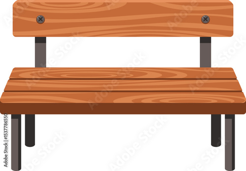 City park wooden bench vector illustration