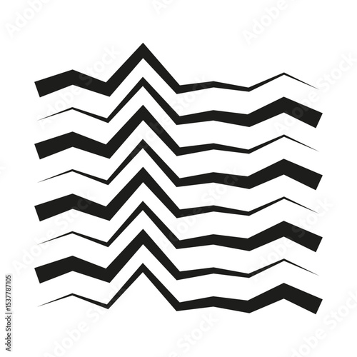 Wavy lines icon. Black zigzag shape. Abstract wave form. Vector white background.