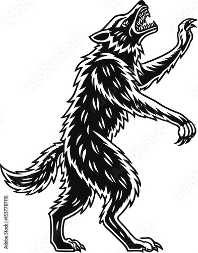Angry Black and White Werewolf Silhouette