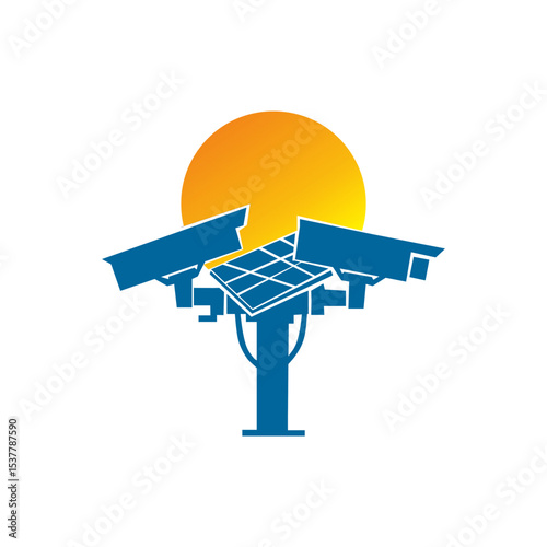 Solar Powered Surveillance Camera System Vector