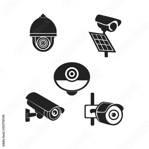 CCTV Icon Pack. Modern Surveillance Vector Set