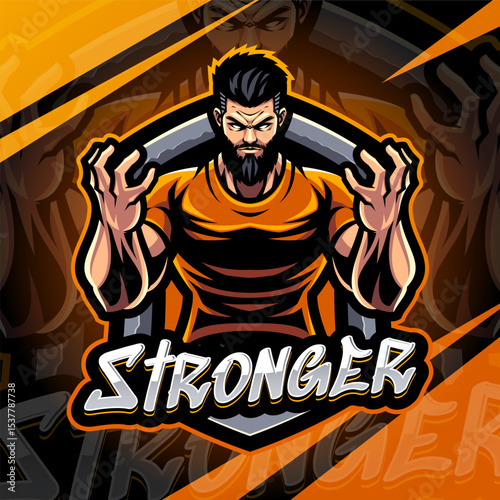 Stronger man esport mascot logo design