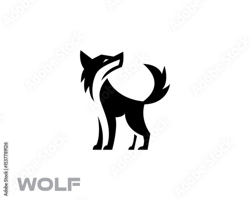 abstract silhouette wolf look back logo design template illustration inspiration