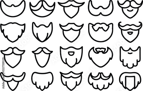 Leprechaun beard icon set for st patricks day celebration isolated on transparent background