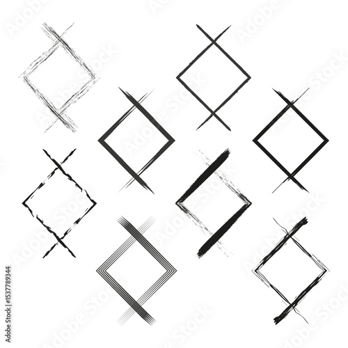 Abstract diamond shapes. Geometric fade pattern. Vector grayscale elements. Transparent symmetry design.