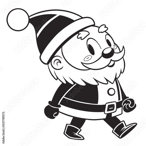 Cute Cartoon Santa Claus Walking