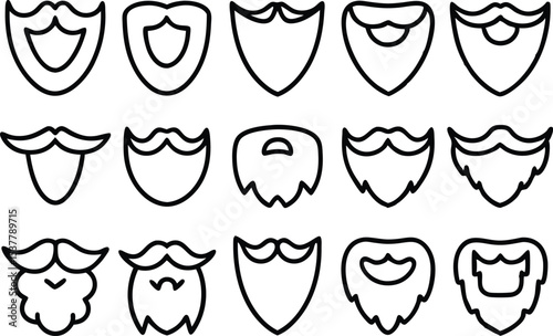 Leprechaun beard icon set for st patricks day celebration isolated on transparent background