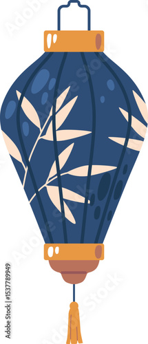 Asian lantern lamp leaves design
