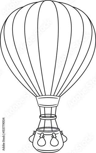 Balloon black-and-white silhouette vector illustration