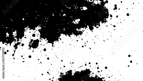 Grunge Ink Splatter Texture Background with Abstract Black Paint Drips and Drops