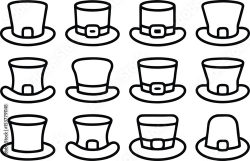 Leprechaun hat icon set for st patricks day celebration isolated on transparent background