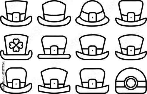 Leprechaun hat icon set for st patricks day celebration isolated on transparent background