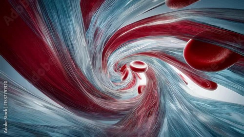 Microscopic View of Blood Flowing Through an Artery - Red Blood Cells in Motion