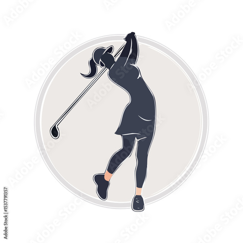 Silhouette Design Image of a Golf Player in Action Pose for Sports Graphic or Logo Use