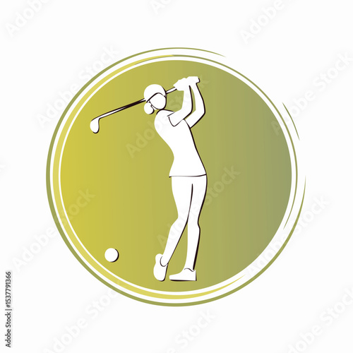 Silhouette Design Image of a Golf Player in Action Pose for Sports Graphic or Logo Use