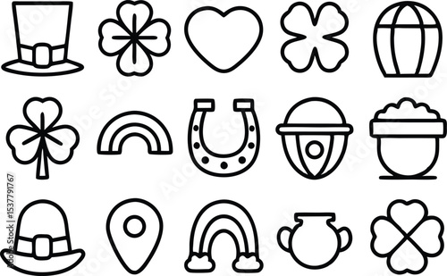 Leprechaun irish character icon set isolated on transparent background