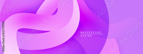 Abstract purple background features flowing ribbon shapes. Gradient hues create soft, dynamic visual effect. Minimalist design.
