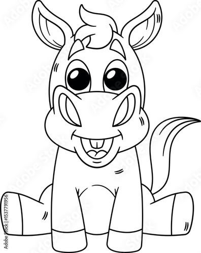Cute horse farm animal black-and-white