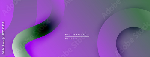 Abstract fluid shapes, purple hues dominate. Gradient transitions create depth, modern design element. Minimalist composition, smooth curves present.