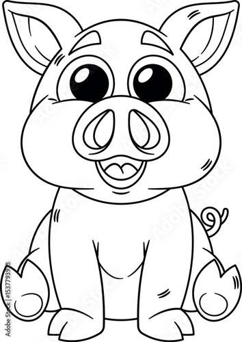 Cute pig farm animal black-and-white